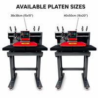 Presse à chaud pneumatique double station 38x38cm pour transfert sur T-shirts, certifiée CE
