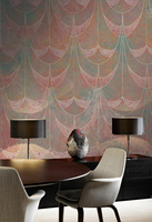 Papier Peint Mural Géométrique Vintage Vert Teal & Or, Décoration Murale Artistique pour Salon et Bar, Résistant aux Rayures et à la Décoloration