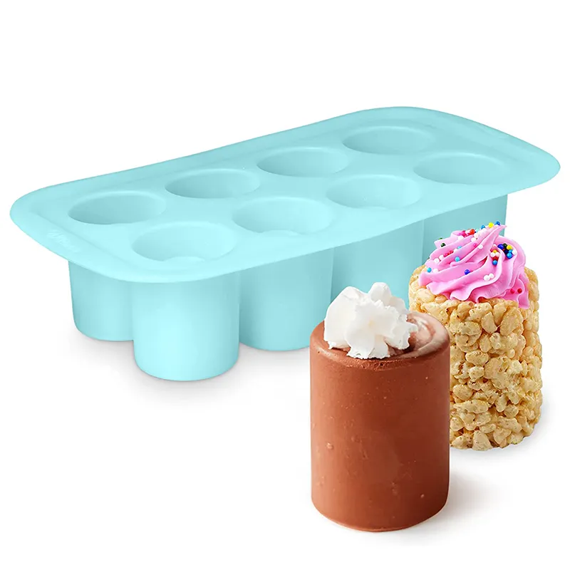 Stampo in Silicone per bicchierini vassoio per cubetti di ghiaccio stampi per caramelle verdi stampi in Silicone a 8 cavità Set da forno per colpi di cioccolato