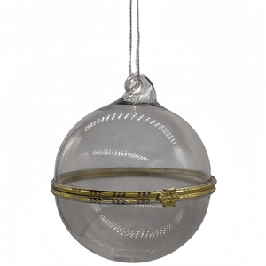 3 buah transparan bola kaca pernikahan ornamen Natal bola liontin kaca terbuka diisi batu kecil hiasan pohon Natal - Product Image 5