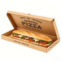 Boîte à pizza en papier kraft durable personnalisée, vente en gros, boîte à sandwich extra longue, boîte à emporter en carton ondulé, en vrac