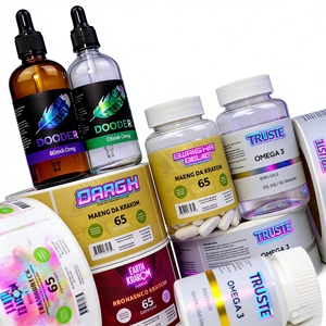 Étiquette autocollante imprimée pour produits de santé, étiquette de boisson nettoyante au supplément de vitamine C, étiquette de jus en BOPP nacré - Product Image 2