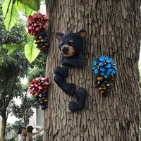 Offres Spéciales résine artisanat gros ours noir étreignant un arbres statue jardin maison ornements décor arbre pendentifs