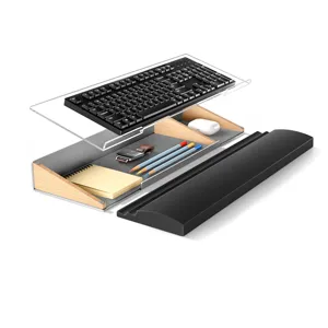 UPERGO hölzerner Handgelenkhalter ergonomischer Aluminiumlegierung-Computer-Tastaturständer Halterungshalterung Tastatur-Steckerhalter