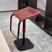 Tabouret de bar moderne pivotant et réglable en hauteur, revêtement en cuir PU, base en acier inoxydable pour comptoir de cuisine, café, bar