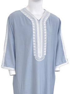 Túnica Marroquí Bordada de Lino para Hombre 2026, Thobe Musulmán con Bolsillo Lateral, Túnica Tradicional Jibba Abaya, Ropa Masculina Jalabiya - Product Image 6