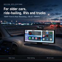 Écran de voiture portable sans fil CarPlay et Android Auto de 10,25 pouces, caméra de recul, lecteurs MP3/MP4, carte SD