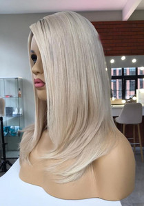 Bạch Kim Tóc Vàng Ombre Clip Trong Mát Tone Toupee Trinh Nữ Nga Tóc Wefted Trở Lại Lụa Cơ Sở Đóng Cửa Toppers Tự Nhiên Da Đầu Bên Phần - Product Image 6