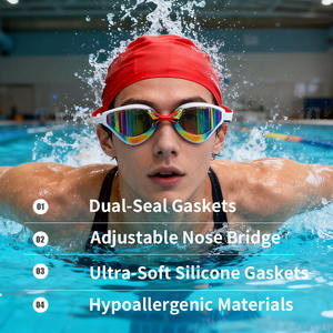 Lunettes de natation de compétition pour adultes en gros personnalisées, étanches, anti-buée, protection UV, lunettes de natation de course - Product Image 4