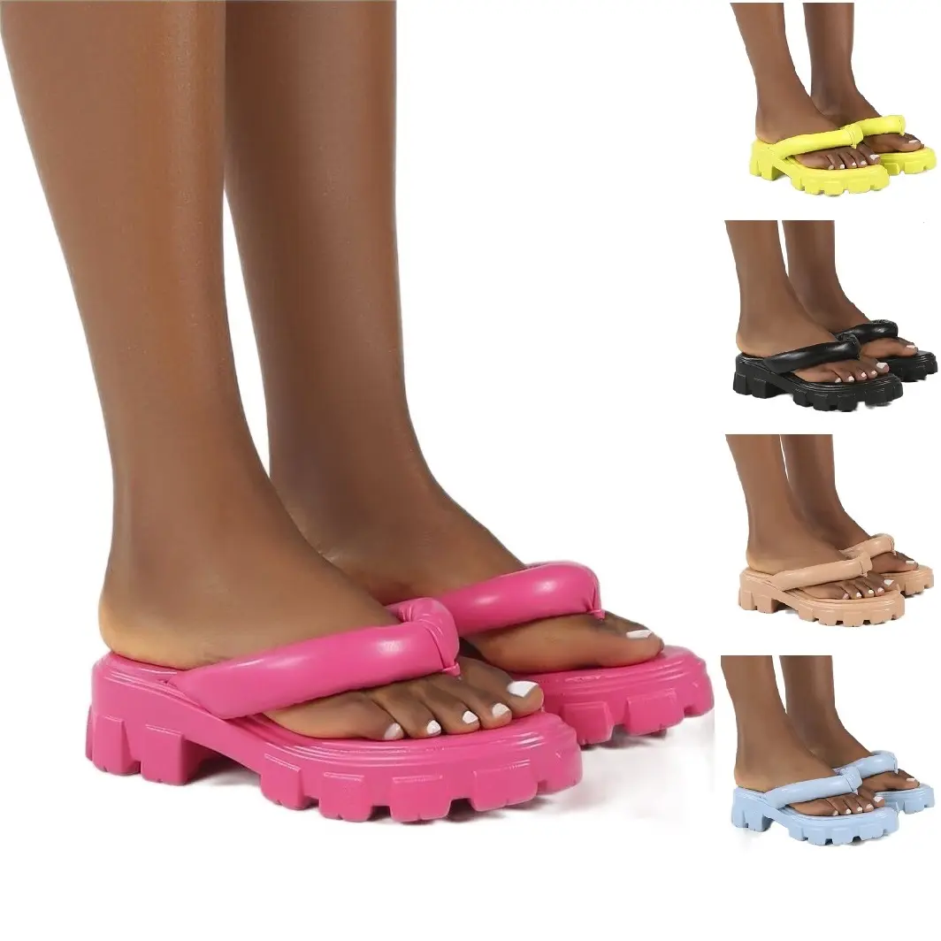 Women Flat Sandals 2022 Slippers Flats Flipflops Platform Luxury High Quality Fashion Flip Flops
