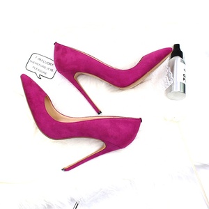 All'ingrosso donna estate viola & giallo camoscio tacco alto pump traspirante Slip-On chiusura <span class=keywords><strong>tacchi</strong></span> sottili per matrimoni - Product Image 5