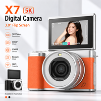 Appareil photo numérique X7 5K 80MP pour vlogging, zoom 18X, écran rotatif 3,0 pouces, capteur CMOS, mode beauté, stabilisation d'image électronique, IA de reconnaissance de scène