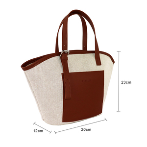 Sac fourre-tout décontracté en toile pour femme, avec poignées en toile robuste et coque en cuir PU, design tendance 2022 - Product Image 5