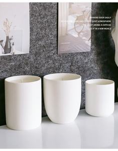 Jars à bougies en céramique de haute qualité, ronds, blancs mats, nordiques, parfumés, vides, 10 oz, avec logo gravé sur mesure, pour la fabrication de bougies - Product Image 6