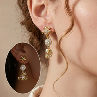 Boucles d'oreilles en acier inoxydable plaqué or 18 carats pour femmes, motifs étoile de mer, coquille de tortue, homard, oxydes de zirconium, vente en gros OEM