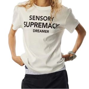 Camiseta de Manga Corta para Mujer, Cuello Redondo, Corte Holgado, Mezcla de Algodón y Modal de 220g, Transpirable, de Secado Rápido, para Oficina, Verano - Product Image 1
