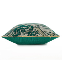 Innermor abstrait géométrique Floral taie d'oreiller vert foncé lisse Satin Jacquard tissé Technique pour canapé décor housse de coussin