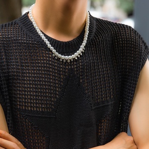 Collana di Perle alla Moda Hip Hop, Collane <span class=keywords><strong>con</strong></span> Strass Luccicanti per Uomo, Gioielli e Accessori <span class=keywords><strong>Maschili</strong></span> - Product Image 5