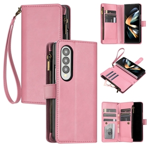 Étui en cuir à fente pour cartes multifonction à fermeture éclair pour <span class=keywords><strong>Samsung</strong></span> <span class=keywords><strong>Galaxy</strong></span> Z Fold <span class=keywords><strong>3</strong></span> 5G Z Fold 4 Wallet Phone Cover - Product Image 2