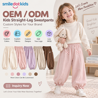 Smiledotkids Pantalon de jogging personnalisé pour enfants, rose, avec nœud et ourlet à volants, tissu doux, OEM ODM, fabricant en gros pour petites filles