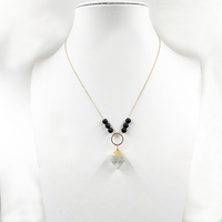 Collier pendentif en cristal de fluorite naturelle brute, diffuseur d'aromathérapie en pierre de lave, bijoux pour femmes, cadeau pour soulager l'anxiété