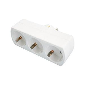 Adaptador de 3 tomas de 4,8 mm, 16A, en blister; ideal para conectar múltiples dispositivos eléctricos. - Product Image 1