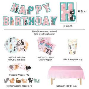 ชุดจานกระดาษลายการ์ตูนสัตว์สีชมพูสำหรับงานเลี้ยงวันเกิดแมว DAMAI อุปกรณ์จัดงานเลี้ยงวันเกิดแมวแบบใช้แล้วทิ้ง ชุดจานกระดาษลายสัตว์สำหรับตกแต่งงานเลี้ยงวันเกิดเด็ก - Product Image 5