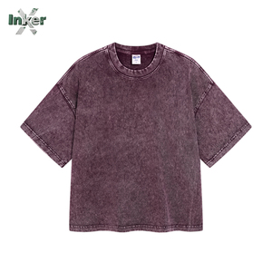 T-shirt unisexe de luxe 100 % coton tricoté, haute qualité, logo vintage personnalisé, effet délavé, coupe oversize, délavé à l'acide, couleur unie, grammage lourd - Product Image 1