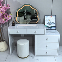 Coiffeuse moderne en MDF avec miroir LED en forme de nuage blanc, armoire latérale amovible à 3 tiroirs, pour chambre à coucher
