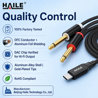 Câble audio de raccordement Type-C vers double jack 6,5 mm 1-vers-2, pour téléphone, PC vers amplificateur, mixeur, haut-parleur actif, longueur personnalisable
