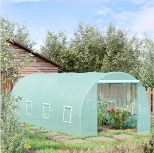 Serre tunnel en acier galvanisé 20 'x 10' x 7 ', maison chaleureuse avec 8 fenêtres à enroulement et porte à enroulement pour plante à fleurs - Product Image 1