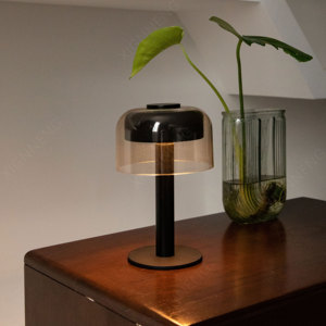 Xách tay có thể sạc lại linh hoạt Đèn bàn kim loại bền cơ sở rõ ràng Acrylic Chụp đèn điều khiển cảm ứng thiết kế hiện đại pin Powered - Product Image 2