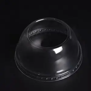 도매 고품질 콜드 컵 애완 동물 플랫 뚜껑 투명 플라스틱 일회용 돔 뚜껑