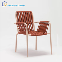 Chaise de jardin en rotin PE empilable et portable, respirante, imperméable, avec structure en aluminium antirouille, pour cuisine, hôtel, restaurant