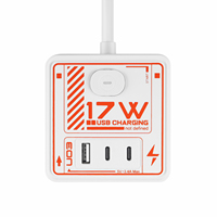 Pheiyon Nouvelle Conception Cube Prise EU 3 Prises CA 2 Ports USB-A/Type-C 16A Câble d'Extension 5m Multiprise USB