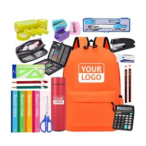 Custom Logo Schoolbag Backpack for Brand Public Benefit Gift Promotion Stationery Set Pen and Notebook Wholesale Schoolbag