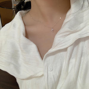 Collar con colgante en forma de llave para mujer, cadena de clavícula de Plata de Ley 925 pura, Circonia cúbica coreana, joyería - Product Image 3