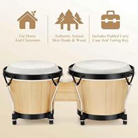 Factory-Direct 6+7-Inch Wooden Bongo Drums Wooden Hand Percussion Drums with Bag Percussion Instruments