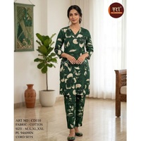 Set Pakaian Wanita Dua Potong Bahan Katun Hijau Terlaris, Cepat Kering, Lembut, Modern, Kasual, Cocok untuk Pesta, Tersedia Diskon