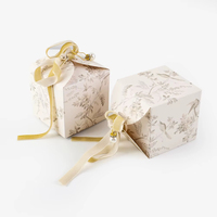 Emballage en papier imprimé floral personnalisé avec nœud en ruban, boîte cadeau décorative pour mariage, anniversaire, boutique, présentation en magasin