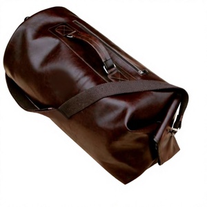 Sacs de voyage unisexes vintage en cuir véritable, sangle réglable, fermeture éclair, impression de logo personnalisé, motifs, légers - Product Image 3