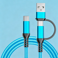 Cargador Rápido Tipo C de 60W 2 en 1 con Cable Trenzado de Nailon USB C a USB C para Carga Rápida de Teléfonos Móviles