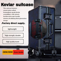 Valise de voyage rigide OEM en fibre de carbone bleue camouflage avec serrure TSA, légère, capacité de charge 150 kg, pour affaires et vacances