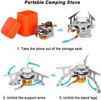 Kompor Gas Camping Portabel untuk Backpacking dengan Pembakar Pengapian Piezo Kompor Camping