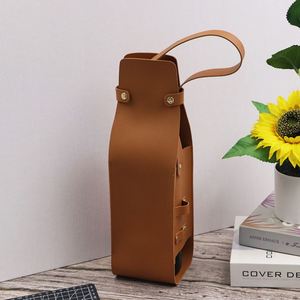 RTS Portable PU Leather Reusable Wine Bottle Tote Holder Welcome <b>Gifts</b> Champagne Beer <b>Gift</b> Carrier Promotional Home <b>Travel</b> - Product Image 2