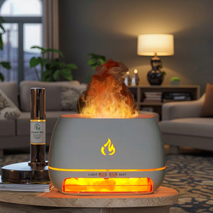 Kinscoter ngọn lửa ánh sáng khuếch tán hương thơm siêu âm muối đá dẫn hương liệu phòng thơm tạo độ ẩm phun - Product Image 4