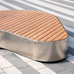 Stainless Steel Wood Panel Outdoor Chair Oval Contemporary <b>Garden</b> Furniture Durable - Product Image 3