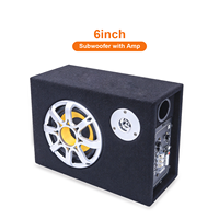 Subwoofer Mobil S-WA08 6 Inch 12V, Speaker Bass Berat dengan Amplifier Terintegrasi dan Tweeter, Perlengkapan Audio Mobil