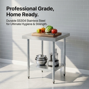Food Prep Two Tier Stainless Steel Work Bench Double Layer Kitchen <b>Worktable</b> with Undershelf Commercial Restaurant Use - Product Image 6