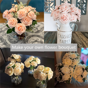 Hoa Nhân Tạo Bán Buôn 25Pcs Bất Tìm Kiếm Ngà Bọt Hoa Hồng Với Thân Cây Cho Tự Làm Bó Hoa Cưới Đảng Trang Chủ Bảng Trang Trí Nội Thất - Product Image 5